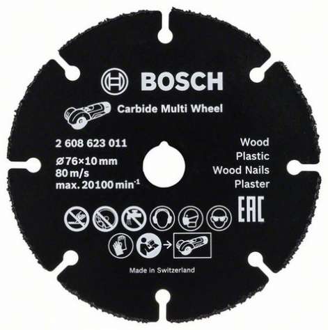 BOSCH Carbide Multi Wheel rezný kotúč z tvrdokovu, 76 x 10 x 1mm, 2608623011