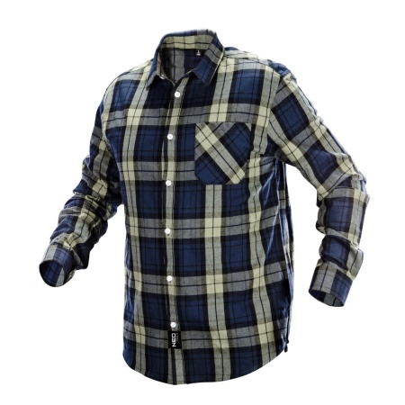 Flanelová košeľa, modro-olivovo-čierna NEO 81-541